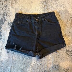 Levi’s High Waist Denim Shorts Black Wash Women’s Size 30 Vintage Orange Tab